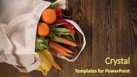  Presentation with eco plastic - Colorful PPT layouts enhanced with fresh vegetables in bio eco backdrop and a tawny brown colored foreground