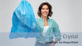  Presentation with plastic waste - Beautiful slides featuring waste-sorting-and-sustainability-concept backdrop and a light blue colored foreground