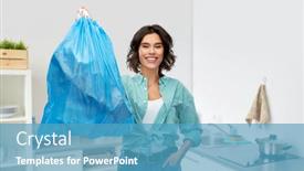  Presentation with plastic waste - Slide set featuring waste-sorting-and-sustainability-concept background and a teal colored foreground