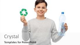  Presentation with plastic waste recycling - Amazing slide deck having waste-sorting-and-sustainability-concept backdrop and a white colored foreground