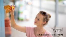  Presentation with plastic waste - Presentation design with waste-trash-recycling-concept-young background and a coral colored foreground