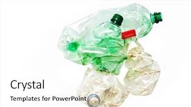  Presentation with waste water reuse - Audience pleasing presentation design consisting of waste water reuse - dirty plastic bottles crushed backdrop and a white colored foreground