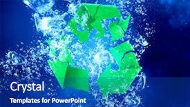  Presentation with waste water reuse - Theme enhanced with waste water reuse - recycle sign concept background and a royal blue colored foreground
