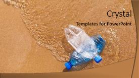  Presentation with bottles - Presentation with wasted plastic bottles on beach background and a coral colored foreground