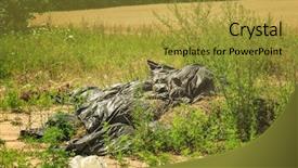  Presentation with garbage - Slides enhanced with garbage and wastes at spontaneous background and a gold colored foreground