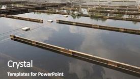  Presentation with wastewater - PPT theme having wastewater treatment plant aerating basin background and a dark gray colored foreground
