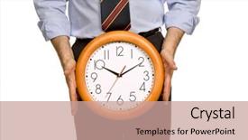  Presentation with parts - Colorful presentation theme enhanced with wasting time - businessman body parts backdrop and a coral colored foreground