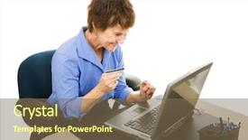  Presentation with cashback online shopping - Amazing presentation having wasting time - businesswoman shopping online while backdrop and a  colored foreground
