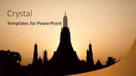  Presentation with bangkok - Slide set having arun silhouette at sunset bangkok background and a lemonade colored foreground