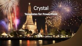  Presentation with new year - Audience pleasing presentation theme consisting of wat arun temple bangkok thailand backdrop and a tawny brown colored foreground