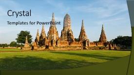  Presentation with ayutthaya - Amazing presentation theme having wat chai watthanaram in ayutthaya backdrop and a light blue colored foreground