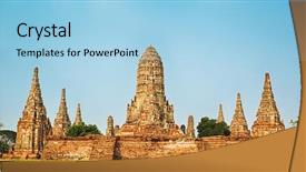  Presentation with ayutthaya - Cool new PPT theme with wat chaiwatthanaram ayutthaya historical park backdrop and a light blue colored foreground