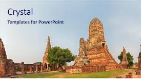  Presentation with ayutthaya - Presentation having wat chaiwatthanaram ayutthaya historical park background and a lemonade colored foreground