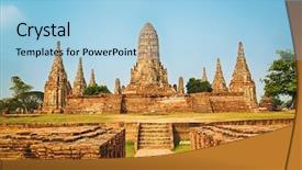  Presentation with ayutthaya - Beautiful presentation featuring wat chaiwatthanaram ayutthaya historical park backdrop and a light blue colored foreground