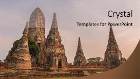  Presentation with ayutthaya - Slide deck enhanced with wat chaiwatthanaram temple in ayutthaya background and a soft green colored foreground