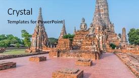  Presentation with ayutthaya - Cool new presentation theme with wat chaiwatthanaram temple of ayutthaya backdrop and a light blue colored foreground