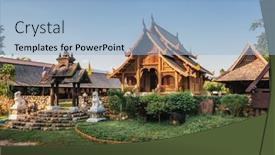  Presentation with thai temple - Amazing slide set having wat-khuang-kom-thai-lanna backdrop and a light blue colored foreground