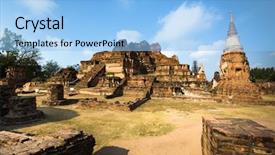  Presentation with ayutthaya - Cool new theme with wat mahathat temple ayutthaya thailand backdrop and a light blue colored foreground