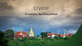  Presentation with chiang mai - Audience pleasing slide deck consisting of wat-phathat-doisaket-temple-chiang backdrop and a coral colored foreground