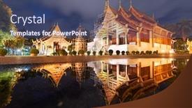  Presentation with chiang mai - Presentation enhanced with wat-phra-singh-in-chiang background and a ocean colored foreground