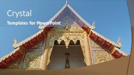 Presentation with thai temple - Presentation featuring wat-phra-singh-temple background and a teal colored foreground