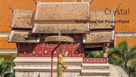  Presentation with thai temple - PPT theme enhanced with wat-phra-singh-temple background and a coral colored foreground