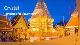 Presentation with chiang mai - PPT layouts consisting of wat-phra-that-doi-suthep background and a cobalt blue colored foreground