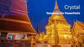  Presentation with chiang mai - Presentation theme enhanced with wat-phra-that-doi-suthep background and a ocean colored foreground