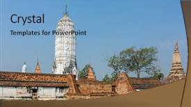  Presentation with thailand - Presentation theme consisting of wat phutthaisawan ayuthaya thailand background and a light blue colored foreground
