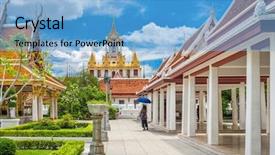  Presentation with bangkok - Audience pleasing presentation consisting of wat ratchanatdaram in bangkok thailand backdrop and a light blue colored foreground