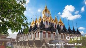  Presentation with bangkok - Colorful PPT theme enhanced with wat-ratchanatdaram-in-bangkok-thailand backdrop and a gray colored foreground