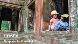  Presentation with ancient - Cool new theme with wat temple in siem reap backdrop and a coral colored foreground