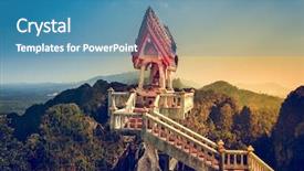  Presentation with vintage retro - Cool new presentation design with wat tham sua - south thailand backdrop and a teal colored foreground