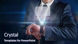  Presentation with hologram - Colorful theme enhanced with pharmaceutical pellet - man hand is holding backdrop and a  colored foreground.