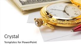 Presentation with envelope - Beautiful PPT theme featuring watch and pen at envelope isolated on white background backdrop and a white colored foreground