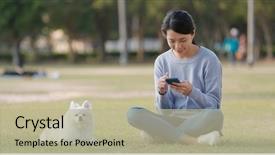  Presentation with retail smart phone shopping - Slide set enhanced with watch dogs - woman use smart phone background and a mint green colored foreground