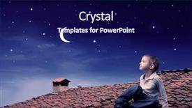  Presentation with moon - Beautiful presentation theme featuring watch night - child sitting on a rooftop backdrop and a navy blue colored foreground