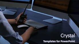  Presentation with female security - Cool new presentation design with watch night service - female security guard holding portable backdrop and a wine colored foreground