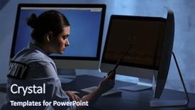  Presentation with female security - Presentation with watch night service - female security guard on workplace background and a tawny brown colored foreground