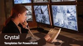  Presentation with female security - Amazing presentation theme having watch night service - female security guard talking backdrop and a wine colored foreground