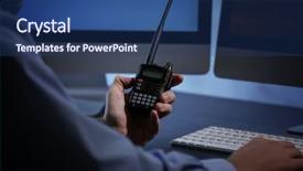  Presentation with security guard - Presentation theme featuring watch night service - hands of security guard background and a ocean colored foreground