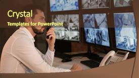  Presentation with security guard - Presentation theme having watch night service - male security guard using radio background and a tawny brown colored foreground