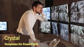  Presentation with security guard - Colorful presentation theme enhanced with watch night service - male security guard working backdrop and a tawny brown colored foreground