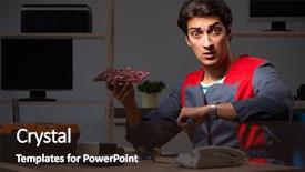  Presentation with computer - PPT theme having watch night service - young handsome repairman repairing computer background and a wine colored foreground