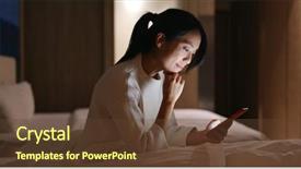  Presentation with being a single woman - Colorful PPT theme enhanced with watch on cellphone and lying backdrop and a tawny brown colored foreground