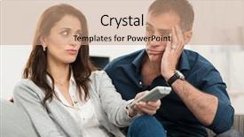  Presentation with people helping each teamwork couple - Beautiful presentation design featuring watch others - frustrated couple looking at each backdrop and a coral colored foreground