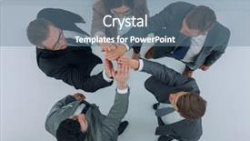  Presentation with team business top view - Slide set enhanced with watch others - top view the business team background and a  colored foreground