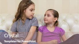  Presentation with what is thing used in looking for far object - PPT layouts with watch others - two girls sitting background and a coral colored foreground