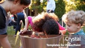  Presentation with teen girl - Cool new PPT theme with watch pre-teen girl apple backdrop and a tawny brown colored foreground