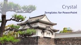  Presentation with japan castle - Amazing presentation having watch-tower-of-osaka-castle backdrop and a sky blue colored foreground